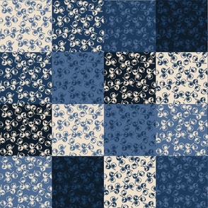 Patchwork -  Patch - Plaid - Quilts - Dots, checks & stripes -Blues and Indigo