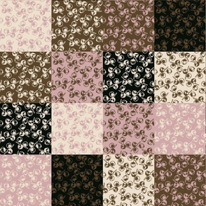 Patchwork -  Patch - Plaid - Quilts - Dots, checks & stripes -Pinks and browns