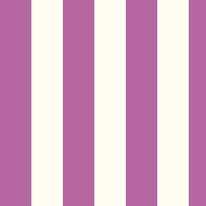 Medium Cabana stripe - Crocus spring purple on cream white - Candy stripe - Awning stripes - Striped wallpaper