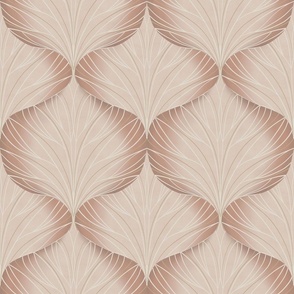 Seamless pattern with minimalist leaf pattern in beige pastel colors
