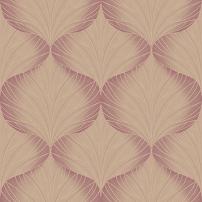 Seamless pattern with minimalist leaf pattern in beige pastel 