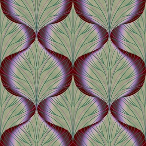 Seamless pattern with a minimalist leaf pattern in blue-green colors
