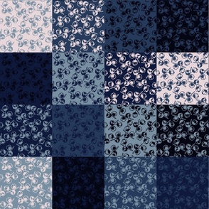 Patchwork -  Patch - Plaid - Quilts - Dots, checks & stripes -dark blue