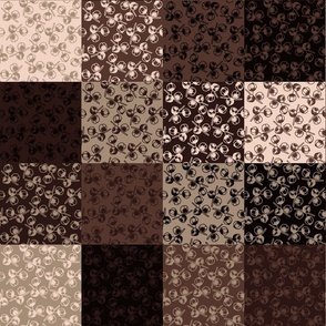 Patchwork -  Patch - Plaid - Quilts - Dots, checks & stripes -dark brown