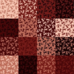 Patchwork -  Patch - Plaid - Quilts - Dots, checks & stripes -Dark Rust and Dark Mahogny