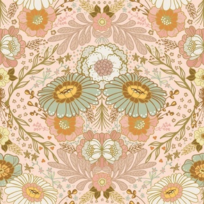 Floral madness - Original colour Cream Pink background