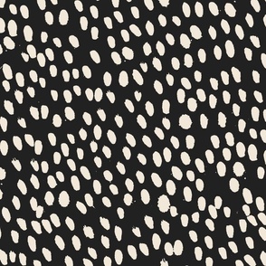 Large Scale Cream Hand Painted Dots on Black