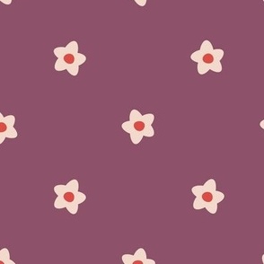 L | Ditsy Daisy Flower Child Simple Floral Blender in Soft Pink with Grenadine Red on Violet Quartz