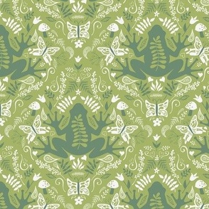 froggy damask - lime - small