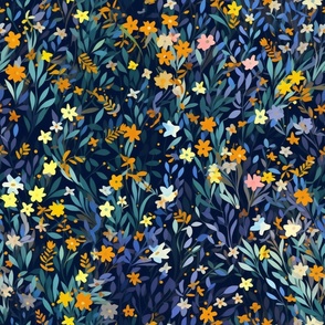 Midnight Garden Bliss: Nocturnal Florals Seamless Pattern for Elegant Creations