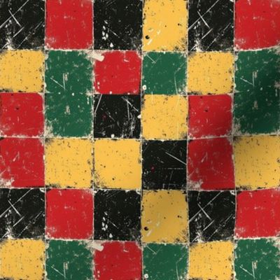 Smaller Juneteenth Black History Month Grunge Checkerboard Red Yellow Green