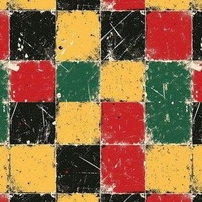 Smaller Juneteenth Black History Month Grunge Checkerboard Red Yellow Green