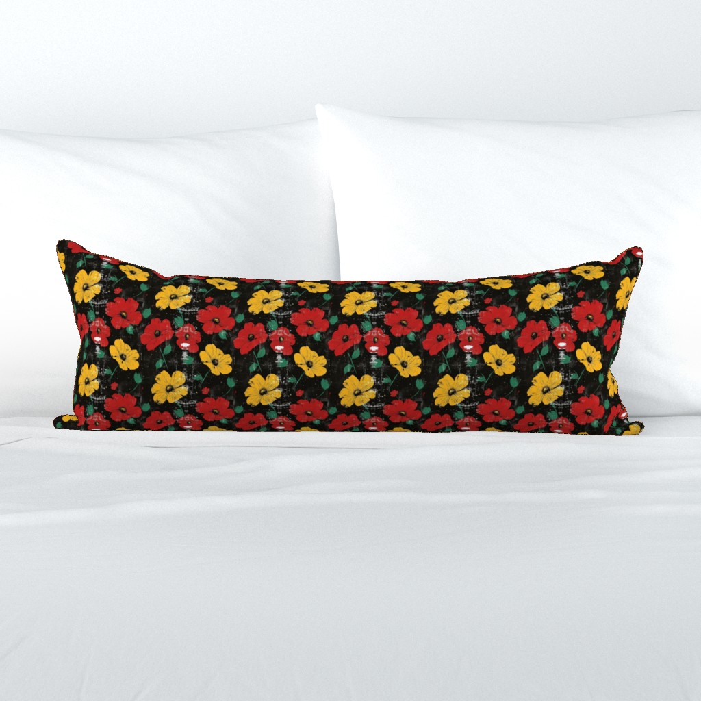 Smaller Juneteenth Black History Month Grunge Floral Red Yellow Green