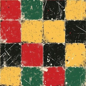 Bigger Juneteenth Black History Month Grunge Checkerboard Red Yellow Green