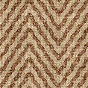 Abstract Zig-Zag on Woolen Twee Rusty Brown