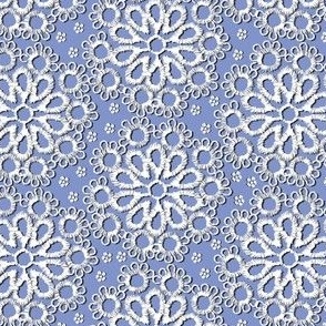 Lace Crochet Eyelet _Floral White on Blue