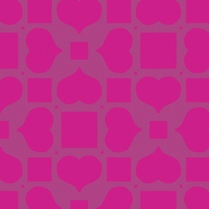 Hearts and Squares - pink fuchsia 