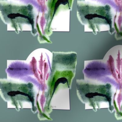 Iris, green bg, wall decal