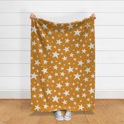 Large Scale // Star Print - Cream White Stars on Golden Yellow / Hand-drawn Star Pattern
