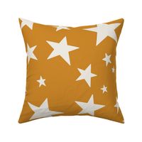 Large Scale // Star Print - Cream White Stars on Golden Yellow / Hand-drawn Star Pattern