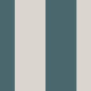 2” Vertical Stripes Muted Teal and Ecru 