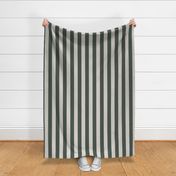 2” Vertical Stripes, Forest Green and Ecru