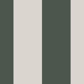 2” Vertical Stripes, Forest Green and Ecru