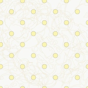 soft yellow polka dot on white