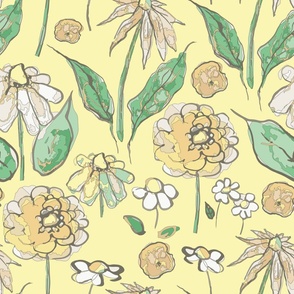 soft yellow and green floral