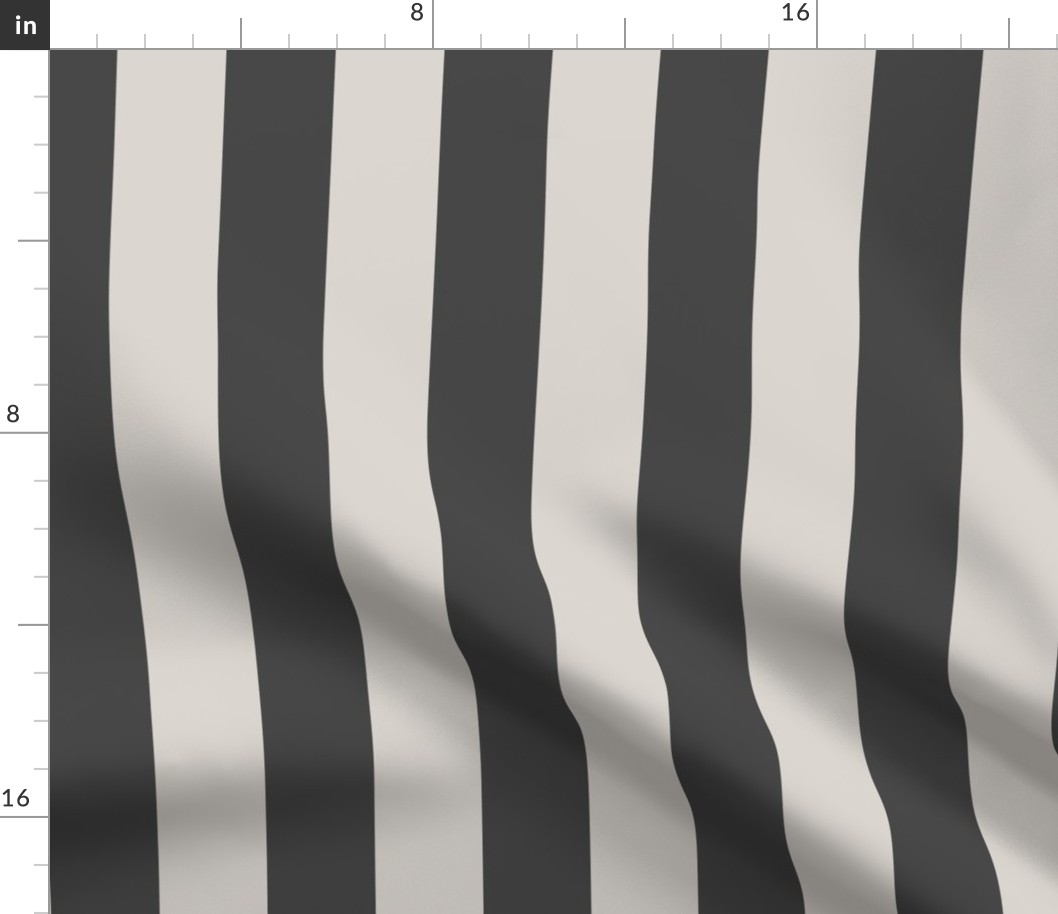 2” Vertical Stripes Charcoal and Ecru
