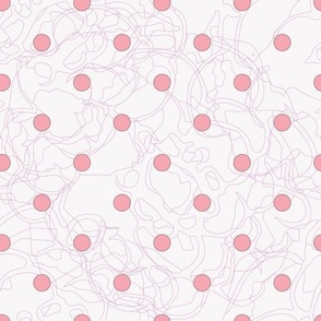 pink polka dot on white