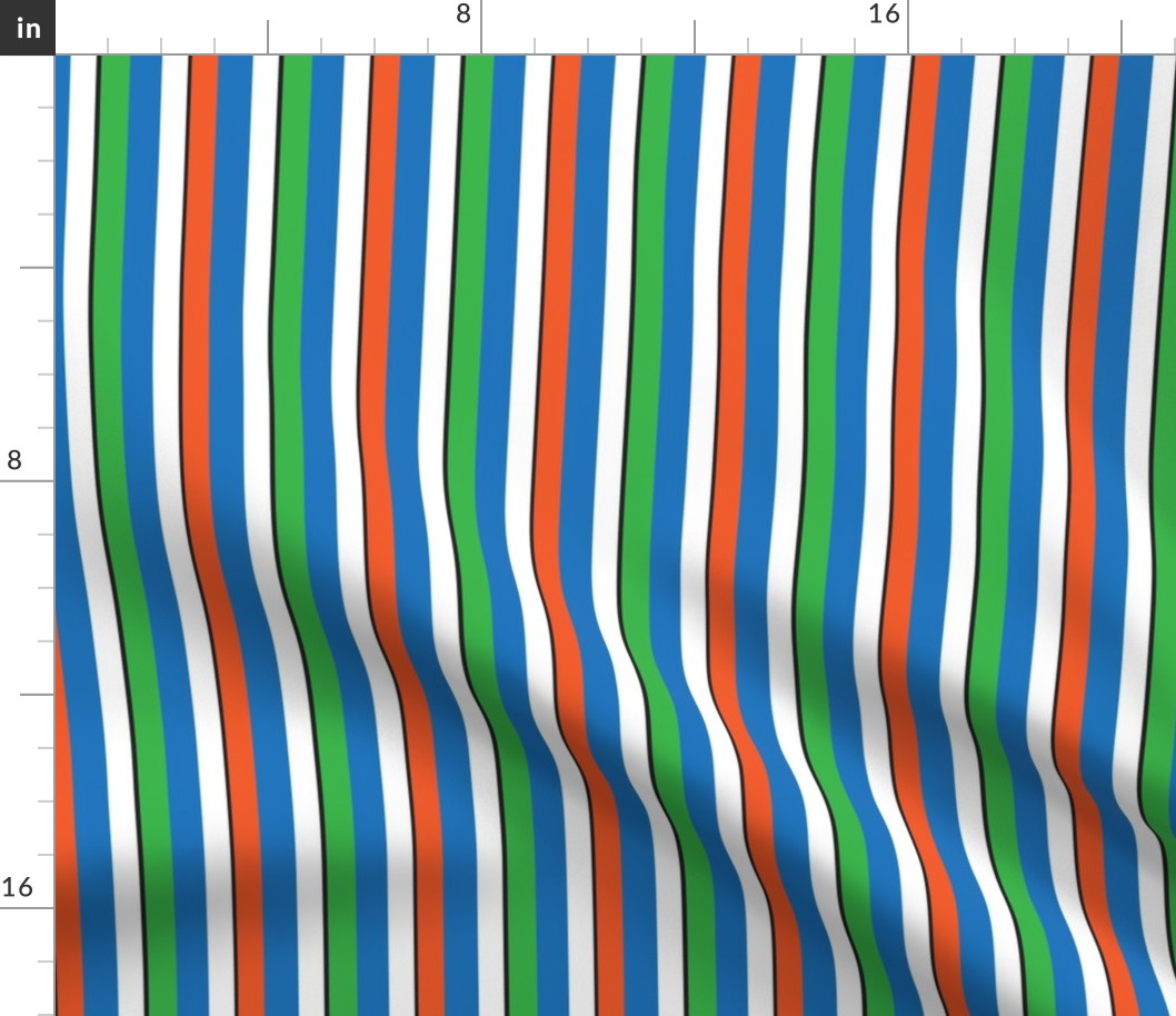 Stripes of Blue, Orange, Green/Small Scale/~3" repeats