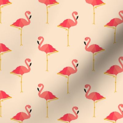 Bright Pink Preppy Flamingos on Ivory