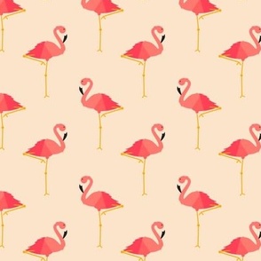 Bright Pink Preppy Flamingos on Ivory