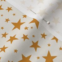 Smaller Scale // Star Print - Golden Yellow Stars on Cream White / Hand-drawn Star Pattern