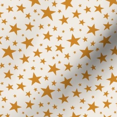 Smaller Scale // Star Print - Golden Yellow Stars on Cream White / Hand-drawn Star Pattern