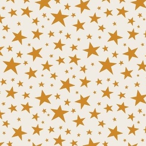 Smaller Scale // Star Print - Golden Yellow Stars on Cream White / Hand-drawn Star Pattern