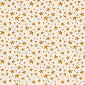 Mini Scale // Star Print - Golden Yellow Stars on Cream White / Hand-drawn Star Pattern