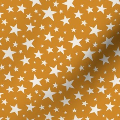 Smaller Scale // Star Print - Cream White Stars on Golden Yellow / Hand-drawn Star Pattern