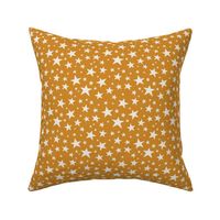 Smaller Scale // Star Print - Cream White Stars on Golden Yellow / Hand-drawn Star Pattern