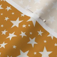 Smaller Scale // Star Print - Cream White Stars on Golden Yellow / Hand-drawn Star Pattern