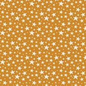 Mini Scale // Star Print - Cream White Stars on Golden Yellow / Hand-drawn Star Pattern