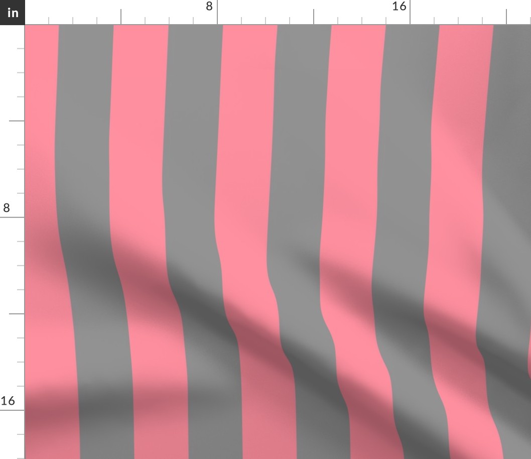 2” Pink and Grey Vertical Stripes