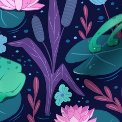Frogs and Dragonflies at night