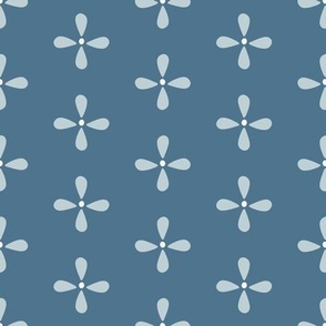 Large Emma's Attic Treasures minimalist floral in light blue and blue- French Country