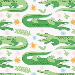 Medium-Scale Alligator, Crocodile, Gator design with cream background