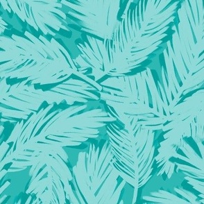 Tropical Teal Palm Leaves