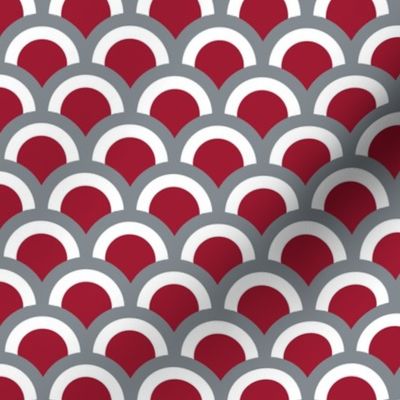 Geometric Arches - Alabama Scallop Red and Gray MEDIUM