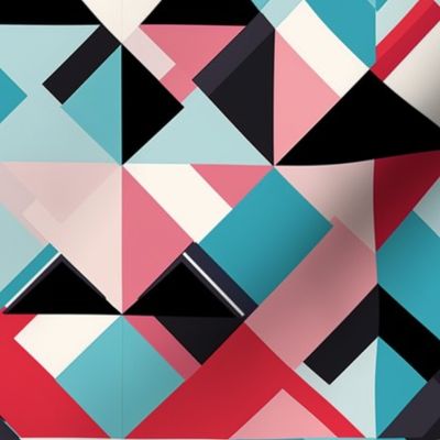 Geometric Abstract Mosaic Pattern in Pastel and Bold Tones 