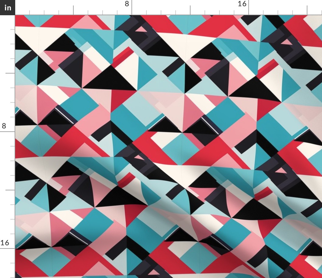 Geometric Abstract Mosaic Pattern in Pastel and Bold Tones 